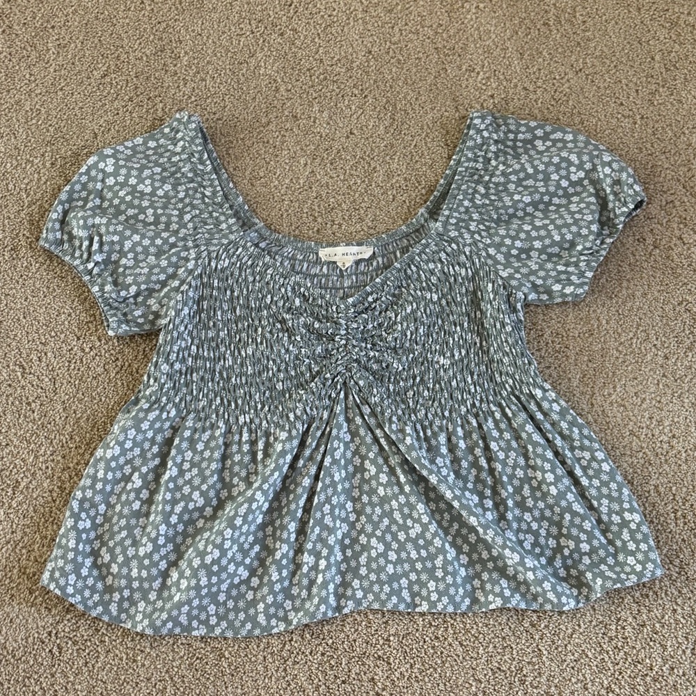 LA Hearts/Pacsun Ditsy Floral Blouse Cropped Top